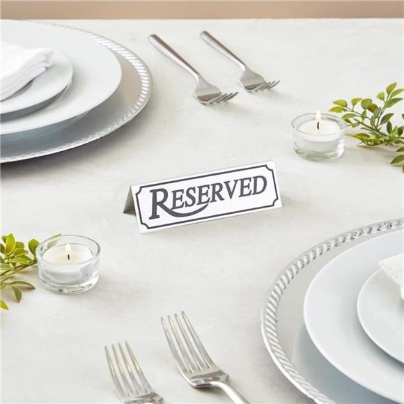 12-Pack Small Metal Reserved Table Signs for Restaurants, Dinner Parties - Picture 3 of 7